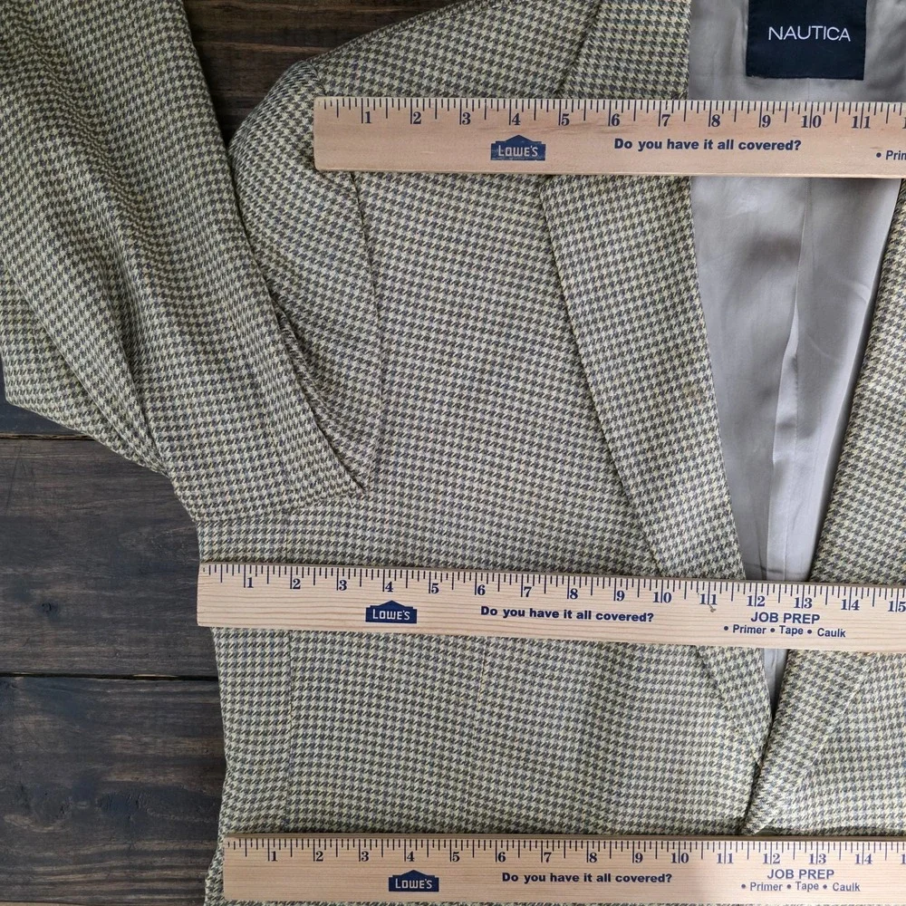 Nautica‎ Men's Sport Coat Blazer Two Button Houndstooth Silk Size 48L